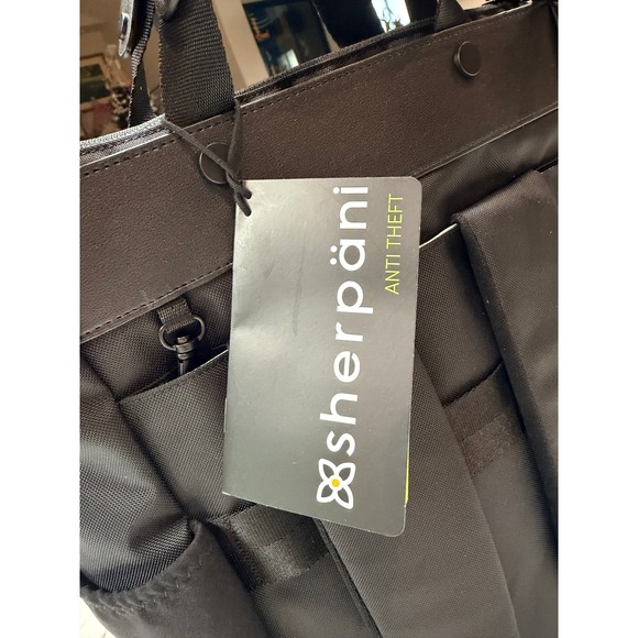 Sherpani Tote Backpack Convertible Black Nylon Leather Trim Versatile - Picture 12 of 14